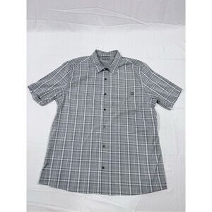 Men's Gray Plaid Short-Sleeve Button-Up Shirt XL Hi-Tec Breathable